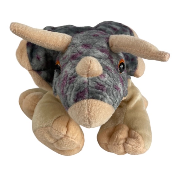 Wild Republic Triceratops Large Sized Beanie Plush Stuffed Dinosaur Purple Gray - Picture 2 of 13